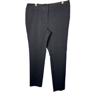 ANN TAYLOR Slim-Fit Ankle Pants WOMEN 8T Navy Blue Black Trim Stretch Fabric